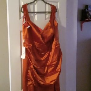 Burnt Orange bridal gown, size 22. I bought it online Chicsew, zip in the back.